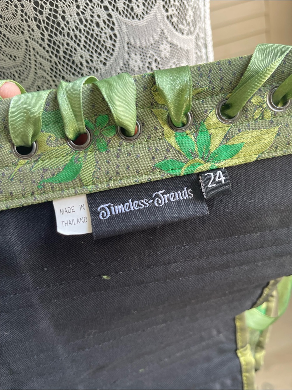 Olive Green Floral Corset size 24 - Picture 7 of 8